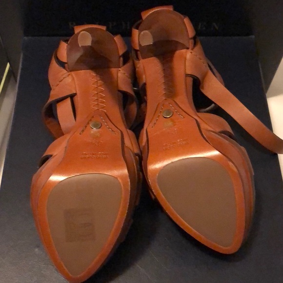 Ralph Lauren Jenica RL Gold Sport Calf 6.5 - Picture 6 of 8